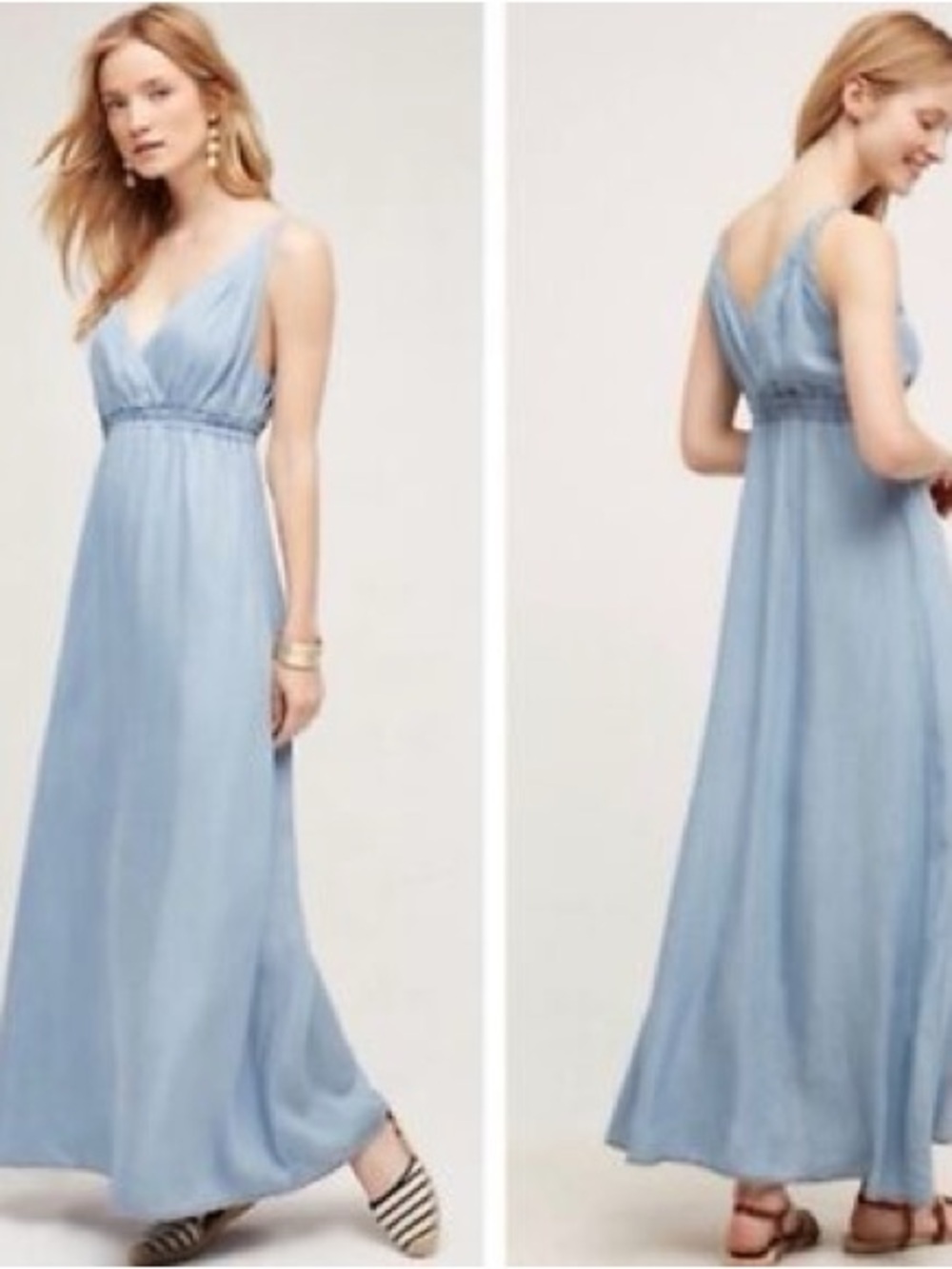 Holding Horses Light Blue V-Neck Maxi Dress